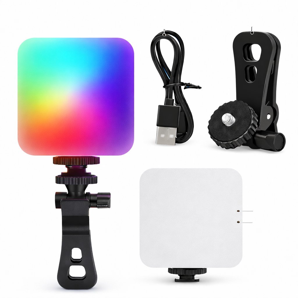 SM-100 RGB Selfie Light – Adjustable 3000–9000K | White/Warm/Natural + RGB Modes | 7W | Rechargble 2000mAh Battery | USB-C | Portable for Vlogging & Video - Image 2